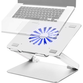 Laptop Cooling Pad with Low-Noise Fan and 3.0 USB Hubs, Ventilated Cooler Prevent Overheating, Ergonomic Stand Support Up to 17 Gaming Notebook Computer, Aluminum