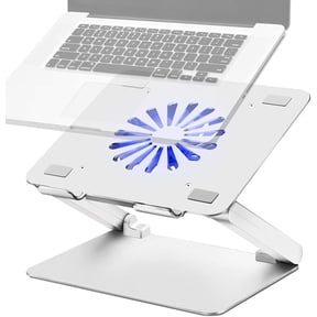 Laptop Cooling Pad with Low-Noise Fan and 3.0 USB Hubs, Ventilated Laptop Cooler Prevent Overheating, Ergonomic Laptop Stand Support Up to 17 Gaming Notebook Computer, Aluminum