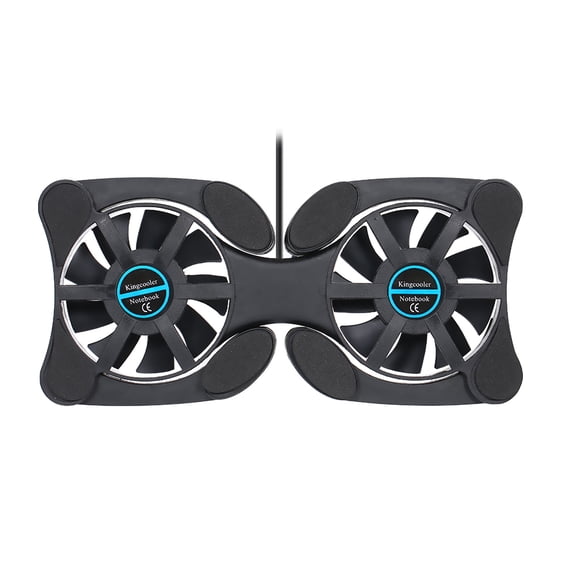 Laptop Cooling Pad, Portable Folding USB Dual Fan Cooler, Black