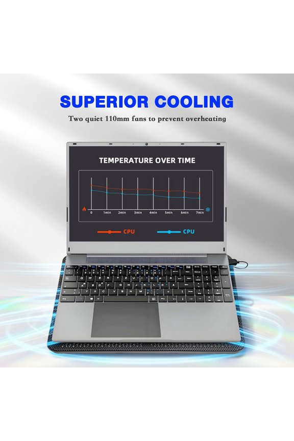 Laptop Cooling Pad, Portable Slim Quiet Laptop Notebook Cooler Cooling Pad Stand with 2 Blue LED Fans, USB Powered, Adjustable Angled, Fits 11-14 Inch Laptop
