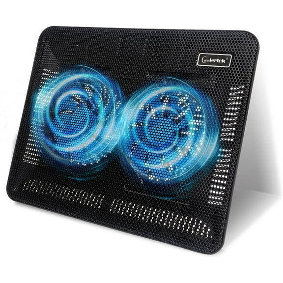 Laptop Cooling Pad, Portable Slim Quiet Laptop Notebook Cooler Cooling Pad Stand with 2 Blue LED Fans, USB Powered, Adjustable Angled, Fits 11-14 Inch Laptop