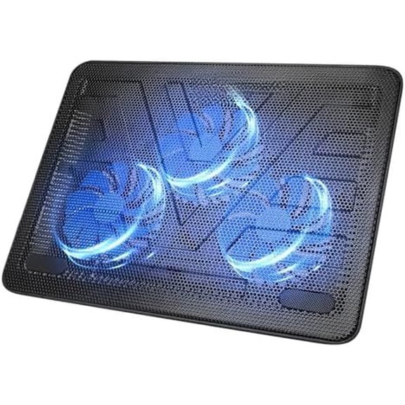 Laptop Cooling Pad, Portable Slim Quiet USB Powered Laptop Notebook Cooler Cooling Pad Stand Chill Mat with 3 Blue LED Fans, Fits 12-17 Inches (Black)