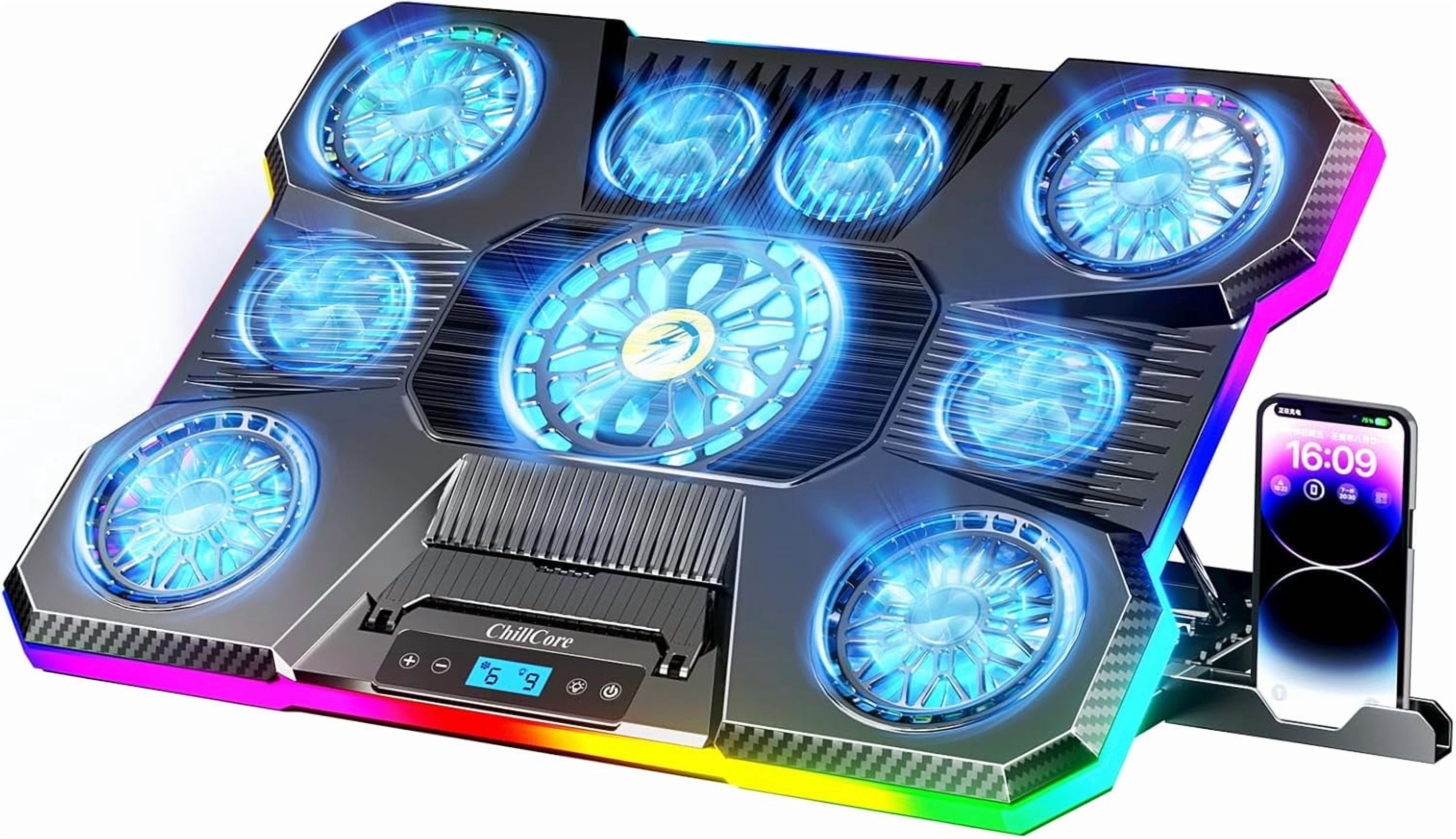 Laptop Cooling Pad RGB Lights Laptop Cooler 9 Fans for 15.6-19.3 Inch ...