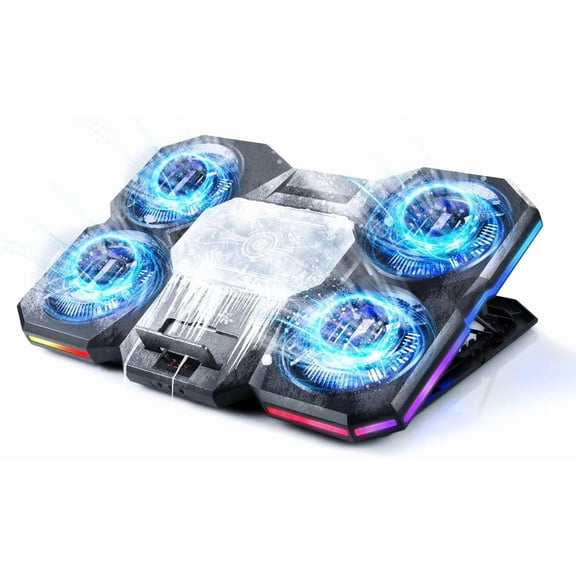 Laptop Cooling Pad with Thermoelectric Cooler and 4 Fans, Powerful Laptop Cooler, Independent Control, Multi-Gear Adjustment, RGB, 14-21 Inch Laptop Stand (Laptop Cooling Pad)