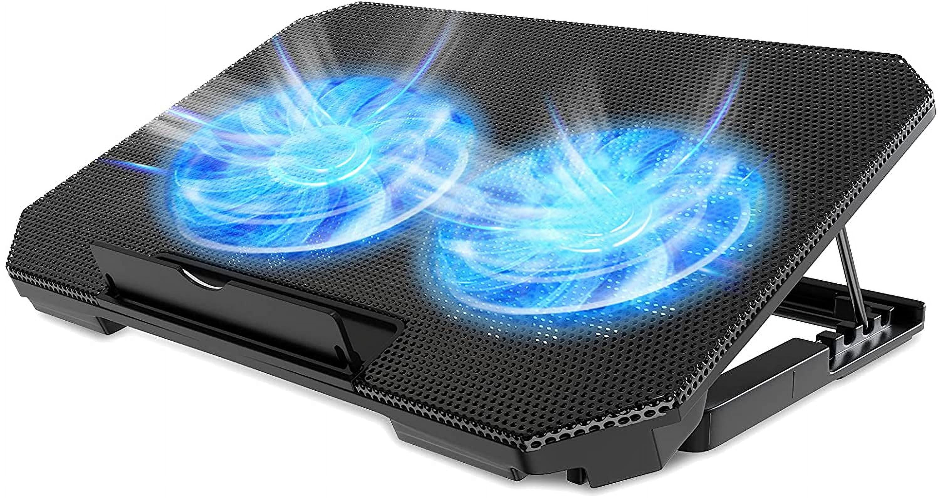 Laptop Cooling Pad with Adjustable Height Two 5.1 Inches Fan 2 USB Ports Suitable for 12"-15.6" Laptops（Black）