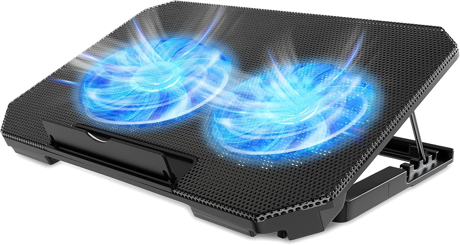 Laptop Cooling Pad with Adjustable Height Two 5.1 Inches Fan 2 USB Ports Suitable for 12"-15.6" Laptops