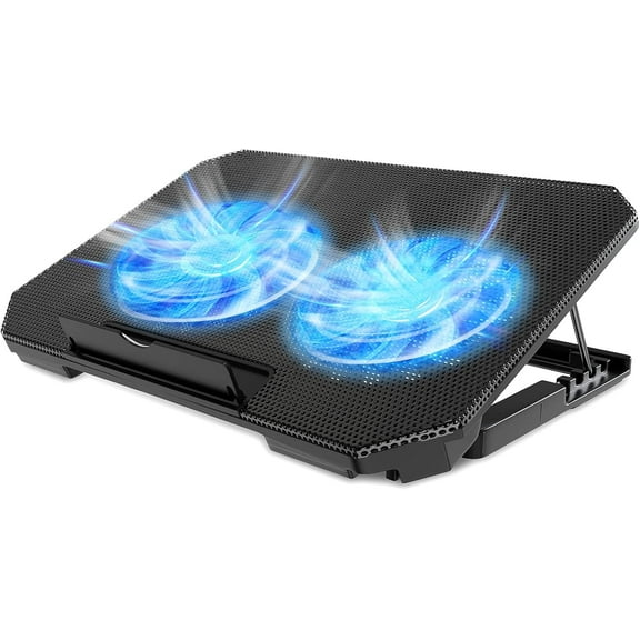 Laptop Cooling Pad with Adjustable Height Two 5.1 Inches Fan 2 USB Ports Suitable for 12"-15.6" Laptops
