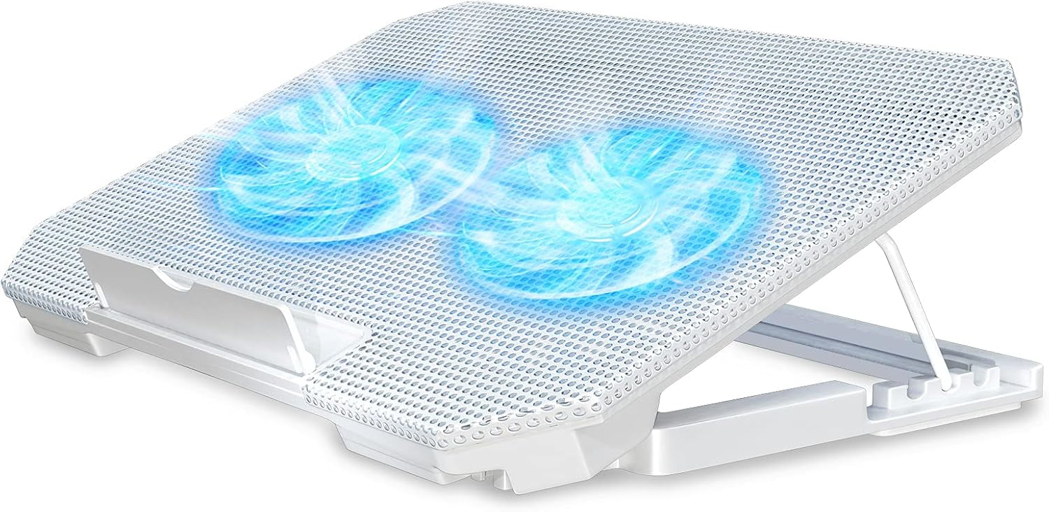 Laptop Cooling Pad with Adjustable Height Two 5.1 Inches Fan 2 USB Ports Suitable for 12"-15.6" Laptops