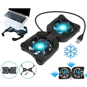 Laptop Cooling Pad with Dual USB Fans, Foldable Portable Notebook Cooler Stand, Silent 2200RPM Adjustable Speed for 12-16 Inch Laptops, Black