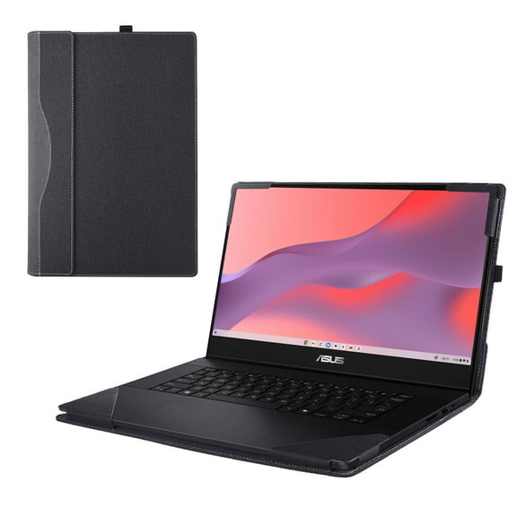 Laptop Cover Case for ASUS Chromebook CM14 (CM1402C) 2024~2025 14-inch [not Compatible with Any Other Model] 2-in-1Detachable PU Leather Shell Notebook Sleeve(Black)