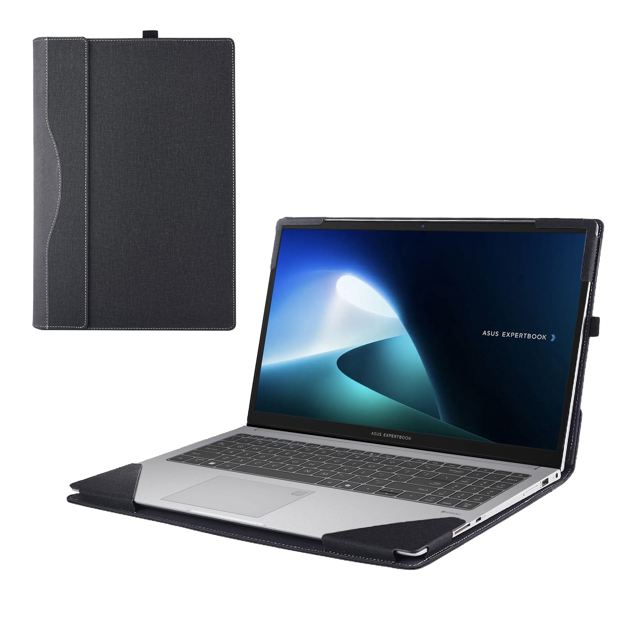 Laptop Cover Case for ASUS ExpertBook B1 B1503/ BM1 BM1503/P1 P1503&PM1503，Case for ASUS Chromebook CX15 (CX1505) 15.6inch 2-in-1 PU Leather Detachable Notebook Sleeve(Black)