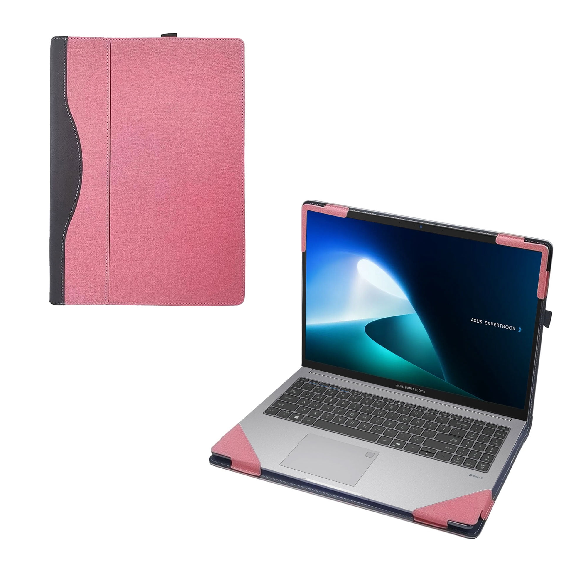 Laptop Cover Case for ASUS ExpertBook B1 B1503/ BM1 BM1503/P1 P1503&PM1503，Case for ASUS Chromebook CX15 (CX1505) 15.6inch 2-in-1 PU Leather Detachable Notebook Sleeve（Pink）