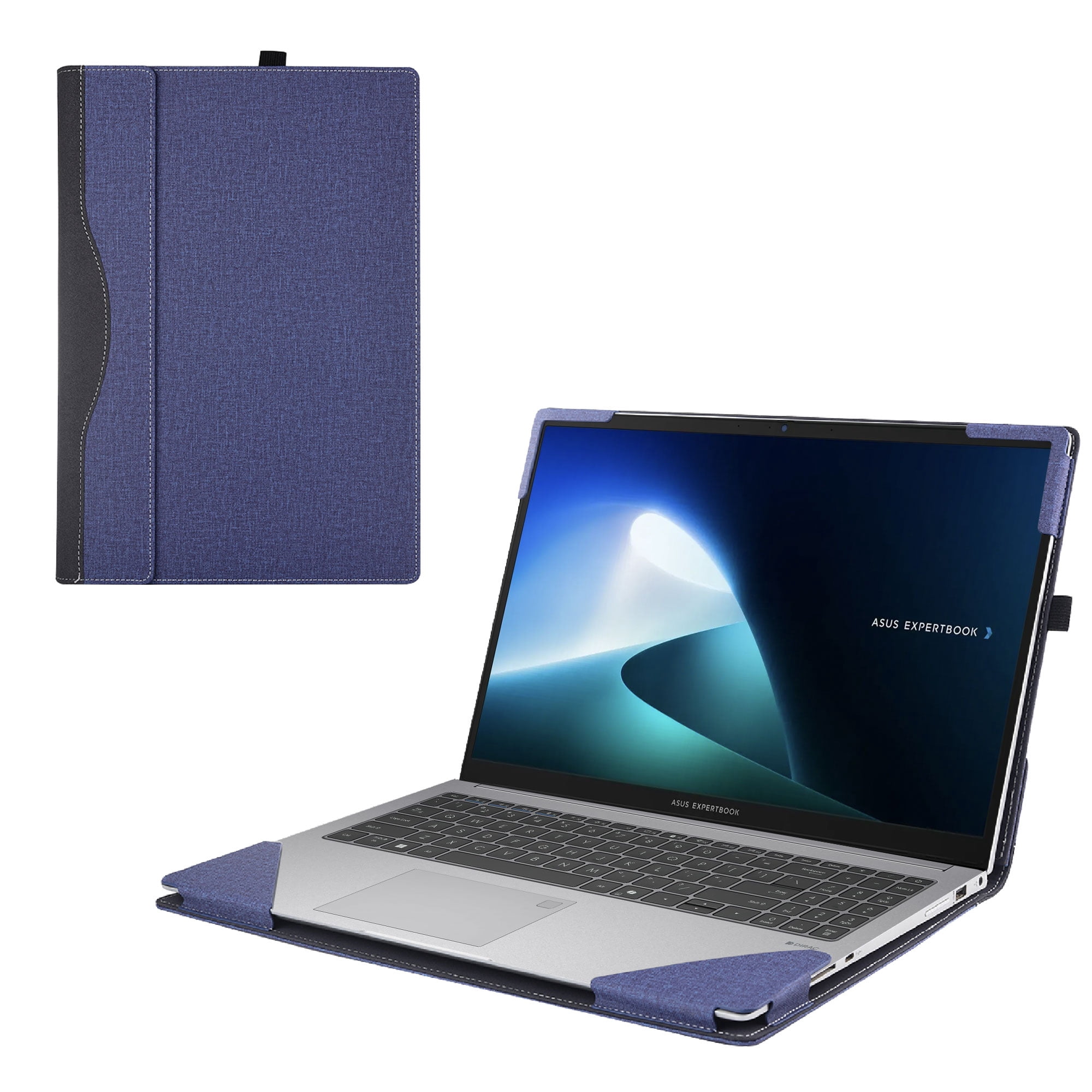 Laptop Cover Case for ASUS ExpertBook B1 B1503/ BM1 BM1503/P1 P1503&PM1503，Case for ASUS Chromebook CX15 (CX1505) 15.6inch 2-in-1 PU Leather Detachable Notebook Sleeve(Blue)