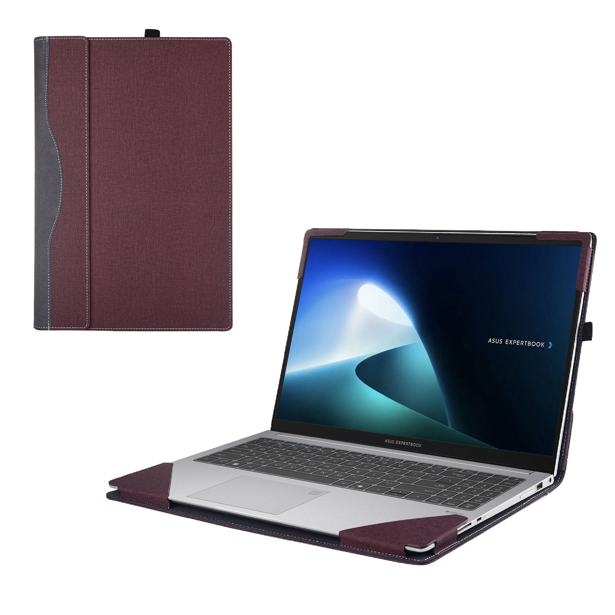 Laptop Cover Case for ASUS ExpertBook B1 B1503/ BM1 BM1503/P1 P1503&PM1503，Case for ASUS Chromebook CX15 (CX1505) 15.6inch 2-in-1 PU Leather Detachable Notebook Sleeve（Wine red)