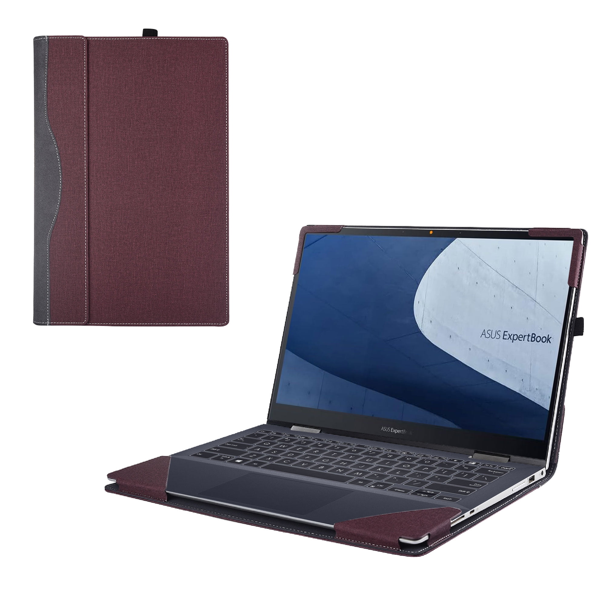 Laptop Cover Case for ASUS ExpertBook B5 Flip 13.3-inch [not Compatible with Any Other Model] 2-in-1 PU Leather Detachable Notebook Sleeve Computer Bag Protective(Wine red)