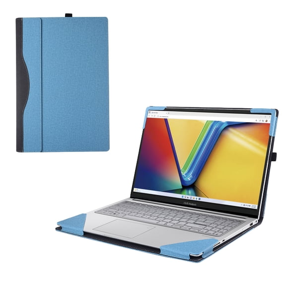 Laptop Cover Case for ASUS Vivobook 15 (X1504)(F1504) 15.6" [not Compatible with Any Other Model] 2-in-1 PU Leather Detachable Notebook Sleeve Computer Bag Protective (Light Blue)