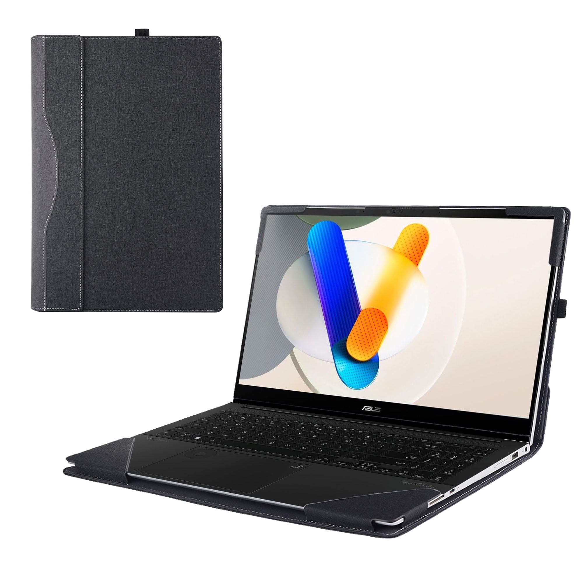 Laptop Cover Case for ASUS Vivobook Pro 15 OLED (N6506) 2024 [not Compatible with Any Other Model] 2-in-1 PU Leather Detachable Notebook Sleeve Computer Bag Protective (Black)