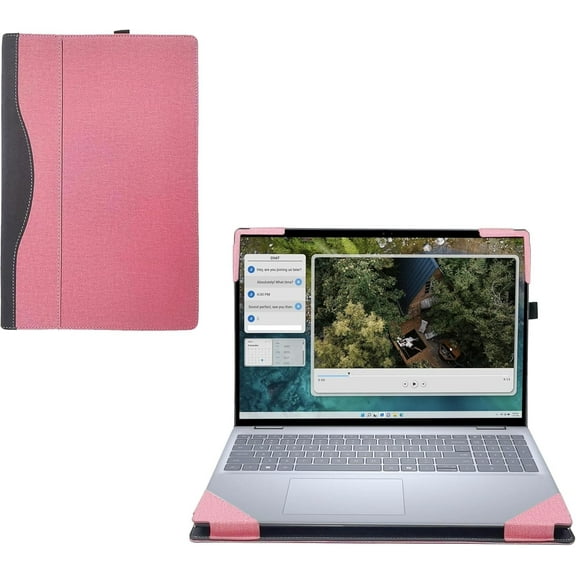 Laptop Cover Case for Dell Inspiron 16 5645/5640/5635/5630/5625/5620 Notebook PC (NOT Working with Other Dell Models) PU Leather Detachable Notebook Sleeve (Pink)