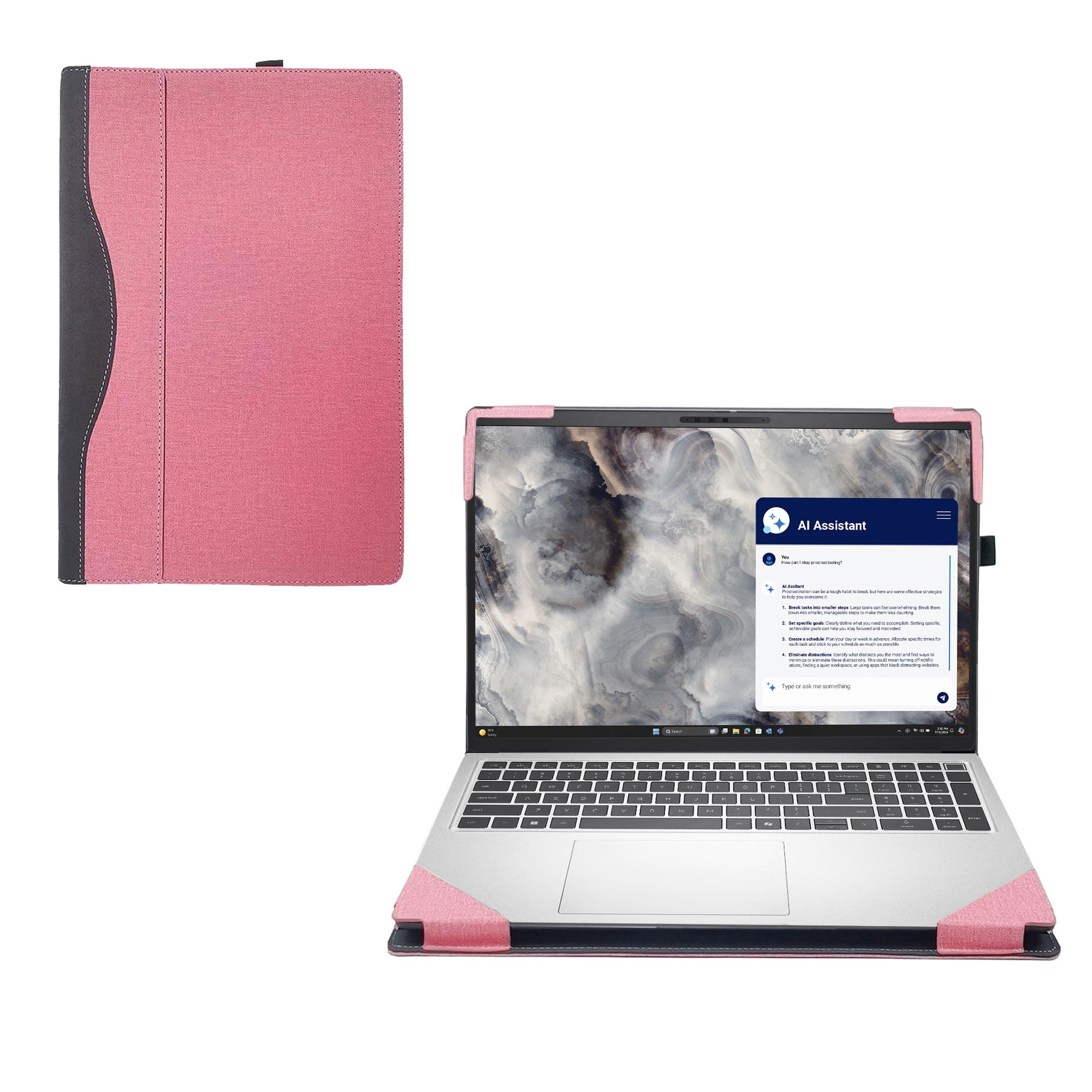 Laptop Cover Case for Dell Pro 16 PC16250 PC16255/16 Plus DB16250/16 Plus 2-in-1 DB06250/Pro 16 Plus PB16250[not Compatible with Any Other Model] Detachable PU Leather Shell Notebook Sleeve（Pink）
