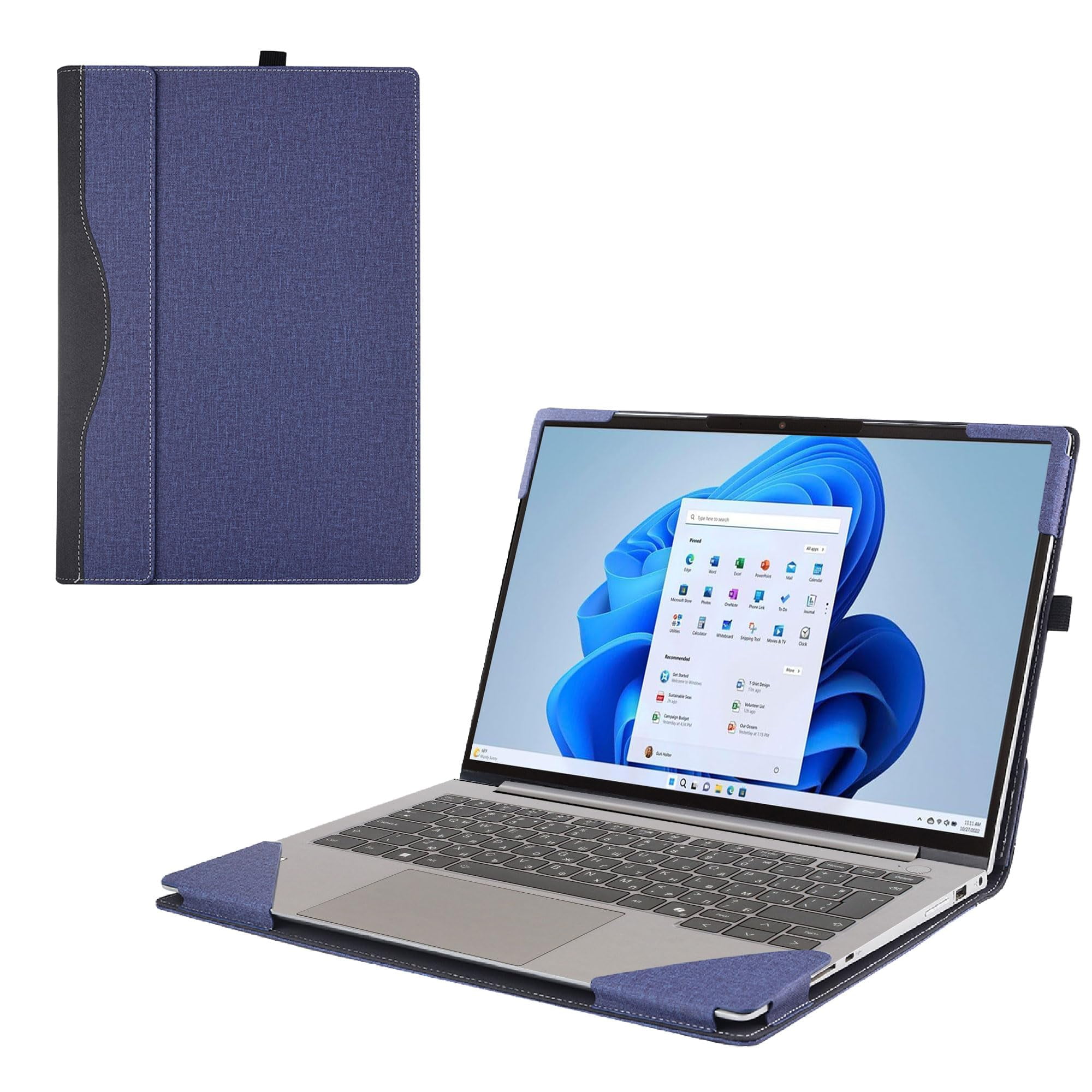 Laptop Cover Case for HP 14-DQxxxx / 14-DRxxxx /14-FQxxxx / 14-FRxxxx Series [not Compatible with Any Other Model] 2-in-1 PU Leather Detachable Notebook Sleeve(Blue)