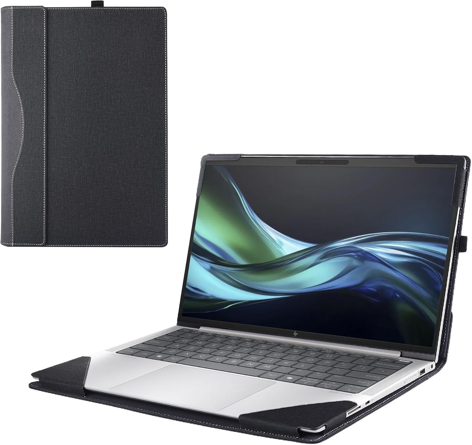 Laptop Cover Case for HP Envy x360 16-adxxxx/acxxxx &Spectre x36016-aaxxxx 16inch [not Compatible with Any Other Model] 2-in-1 PU Leather Notebook Sleeve(Black)