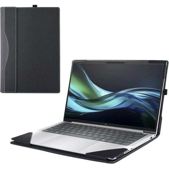 Laptop Cover Case for HP Envy x360 16-adxxxx/acxxxx &Spectre x36016-aaxxxx 16inch [not Compatible with Any Other Model] 2-in-1 PU Leather Notebook Sleeve(Black)