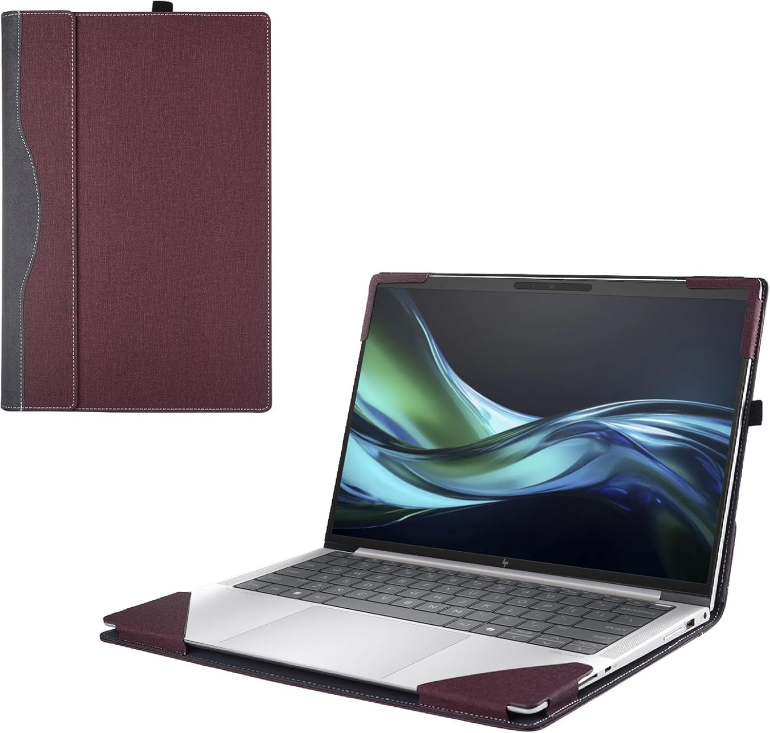 Laptop Cover Case for HP Envy x360 16-adxxxx/acxxxx &Spectre x36016-aaxxxx 16inch [not Compatible with Any Other Model] 2-in-1 PU Leather Notebook Sleeve(Wine red)