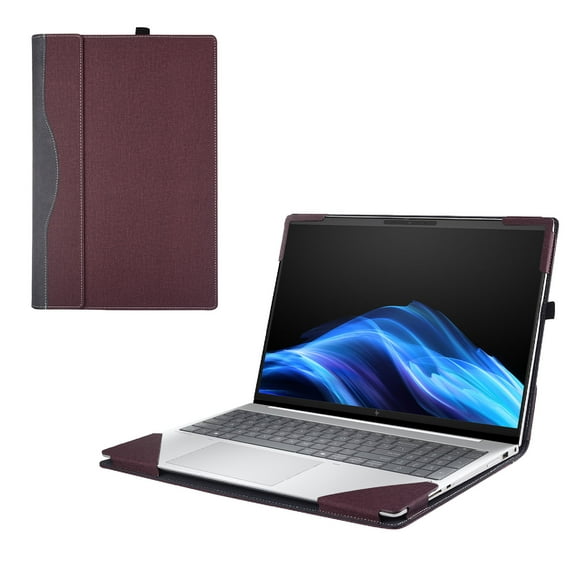 Laptop Cover Case for HP OmniBook 5 14"[not Compatible with Any Other Model] 2-in-1 Detachable PU Leather Shell Notebook Sleeve Computer Bag Protective（Wine red)