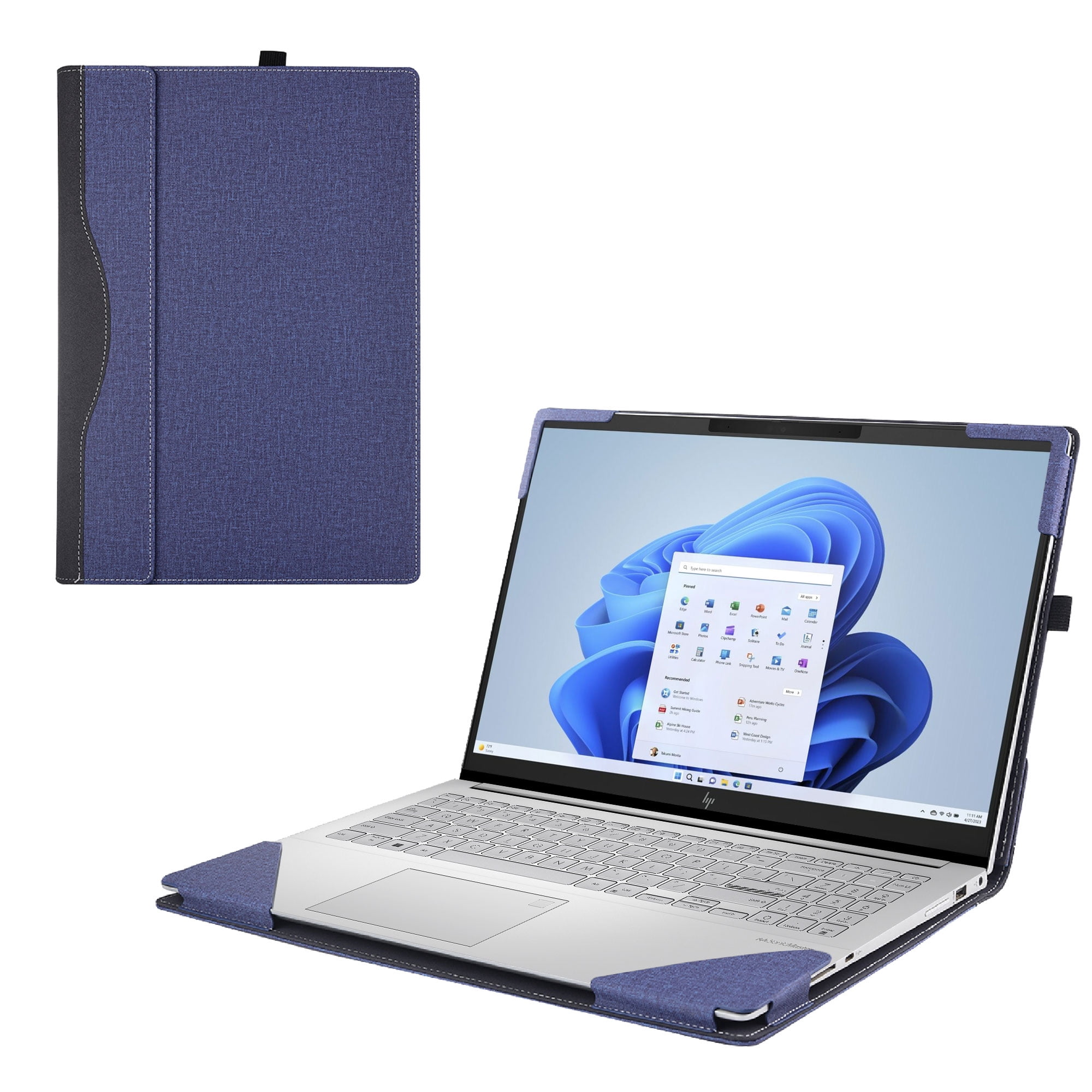Laptop Cover Case for HP Pavilion Plus 14-EY0000 14-EW0000 Series 2023~2025 14" [not Compatible with Any Other Model] 2-in-1 PU Leather Notebook Sleeve(Blue)