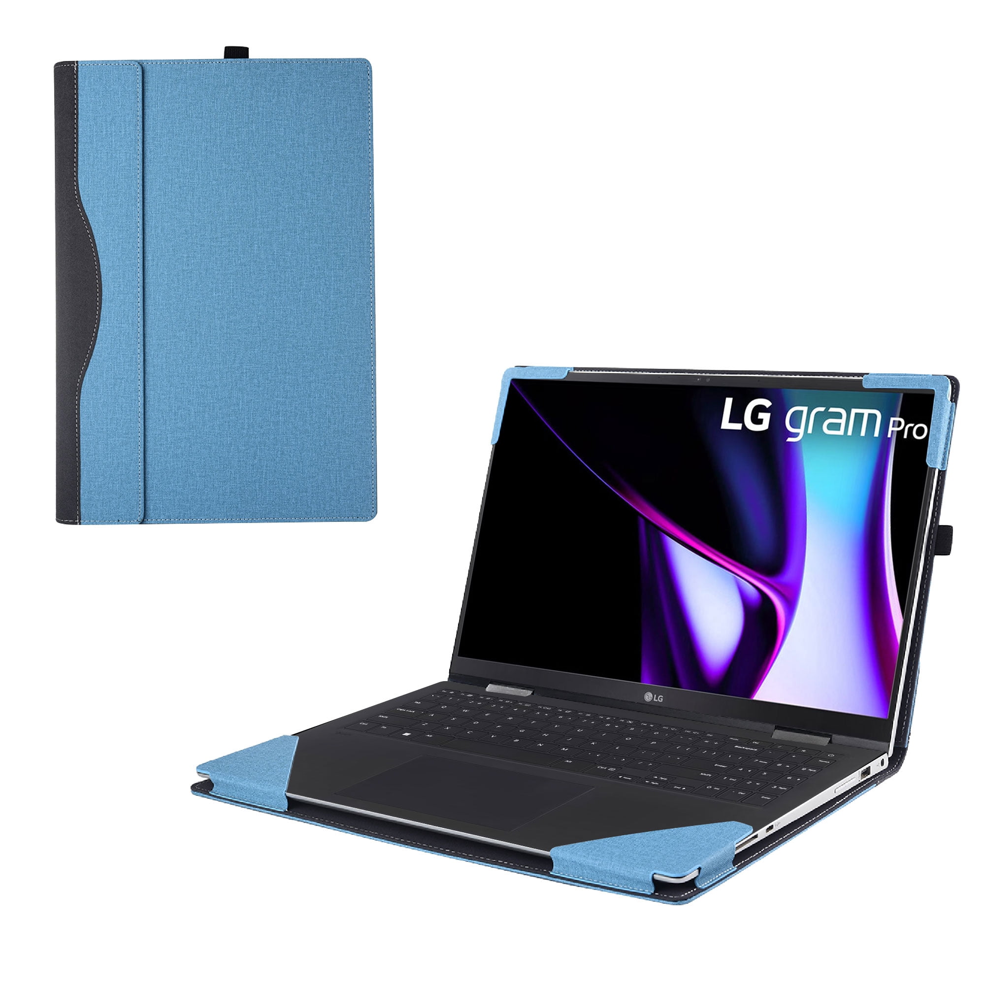 Laptop Cover Case for LG gram Pro 16-inch OLED 2024~2025 [not Compatible with Any Other Model] .2-in-1 PU Leather Detachable Notebook Sleeve（Light blue）