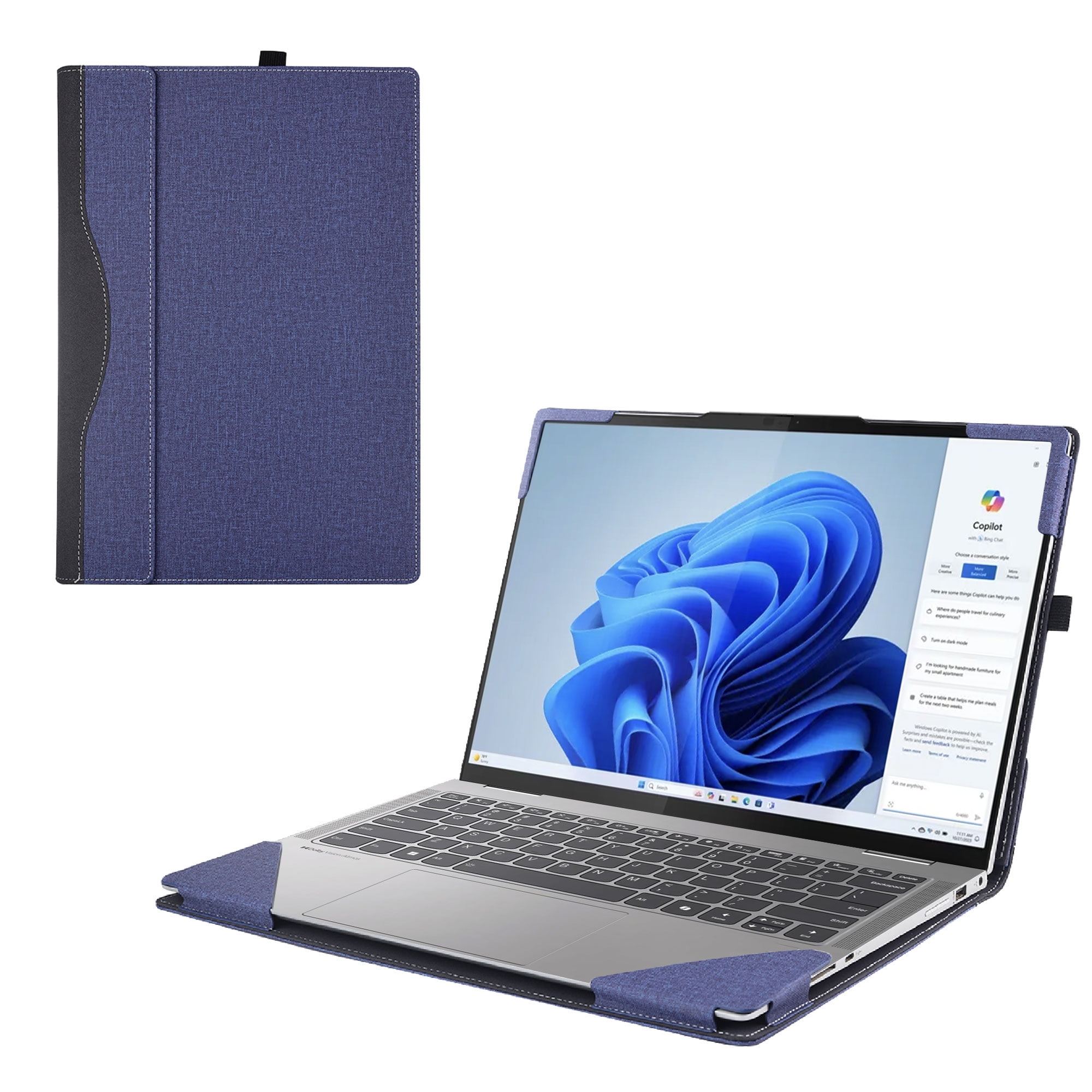 Laptop Cover Case for Lenovo Yoga 7 14IRL8 | 14IML9 | 14AHP9 Series 2023-2025 14"[not Compatible with Any Other Model] .2-in-1 PU Leather Detachable Notebook Sleeve(Blue)