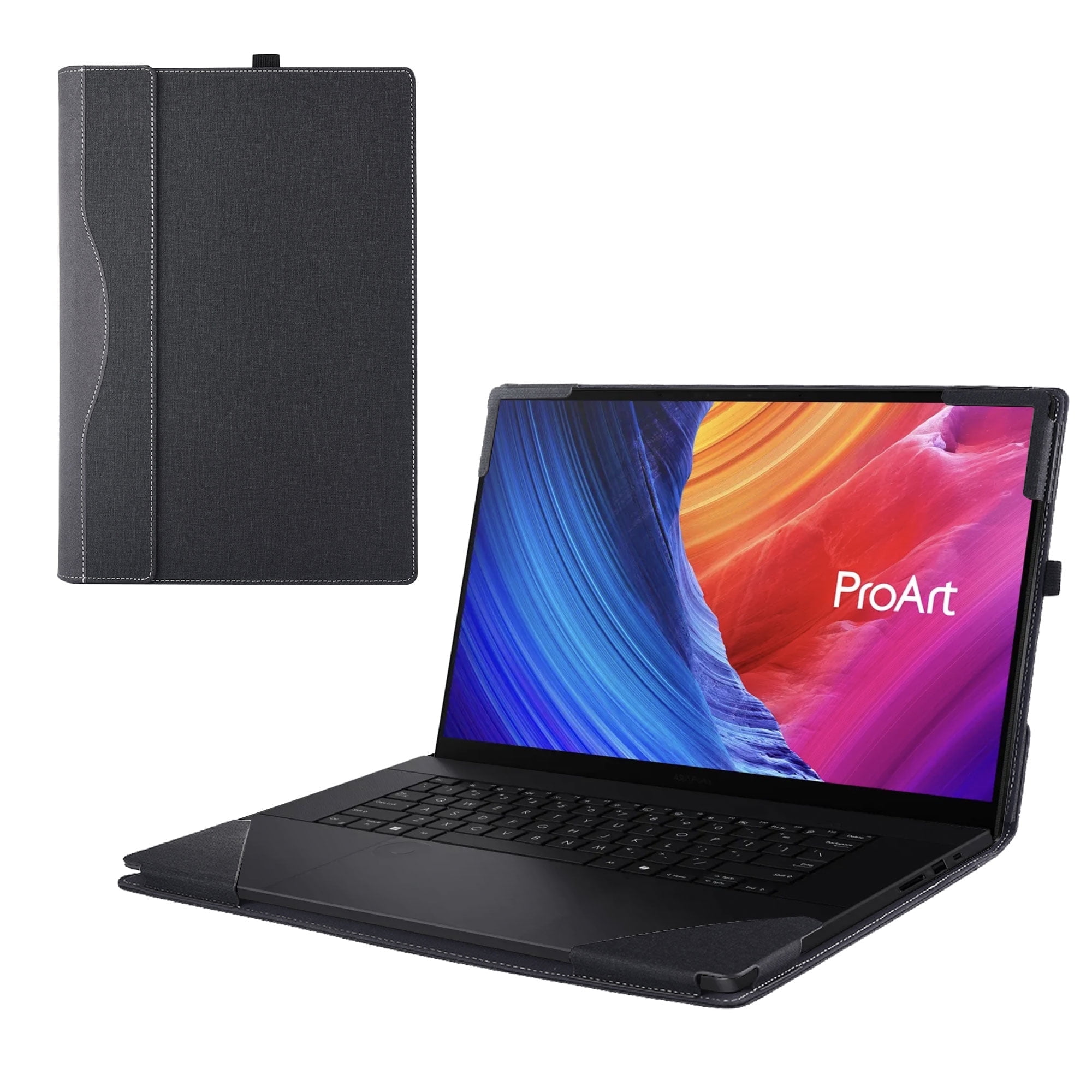 Laptop Cover Case for ASUS ProArt P16 (H7606) 16inch [not Compatible with Any Other Model] 2-in-1 PU Leather Detachable Notebook Sleeve(Black)
