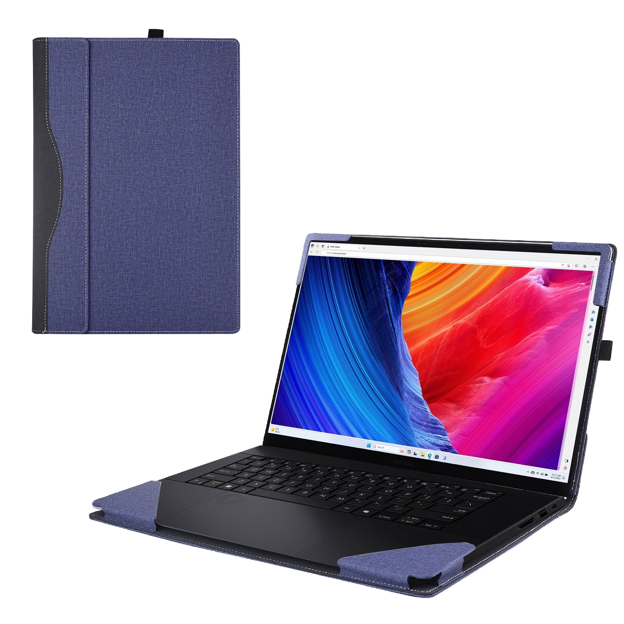Laptop Cover Case for ASUS ProArt P16 (H7606) 16inch [not Compatible with Any Other Model] 2-in-1 PU Leather Detachable Notebook Sleeve(Blue)