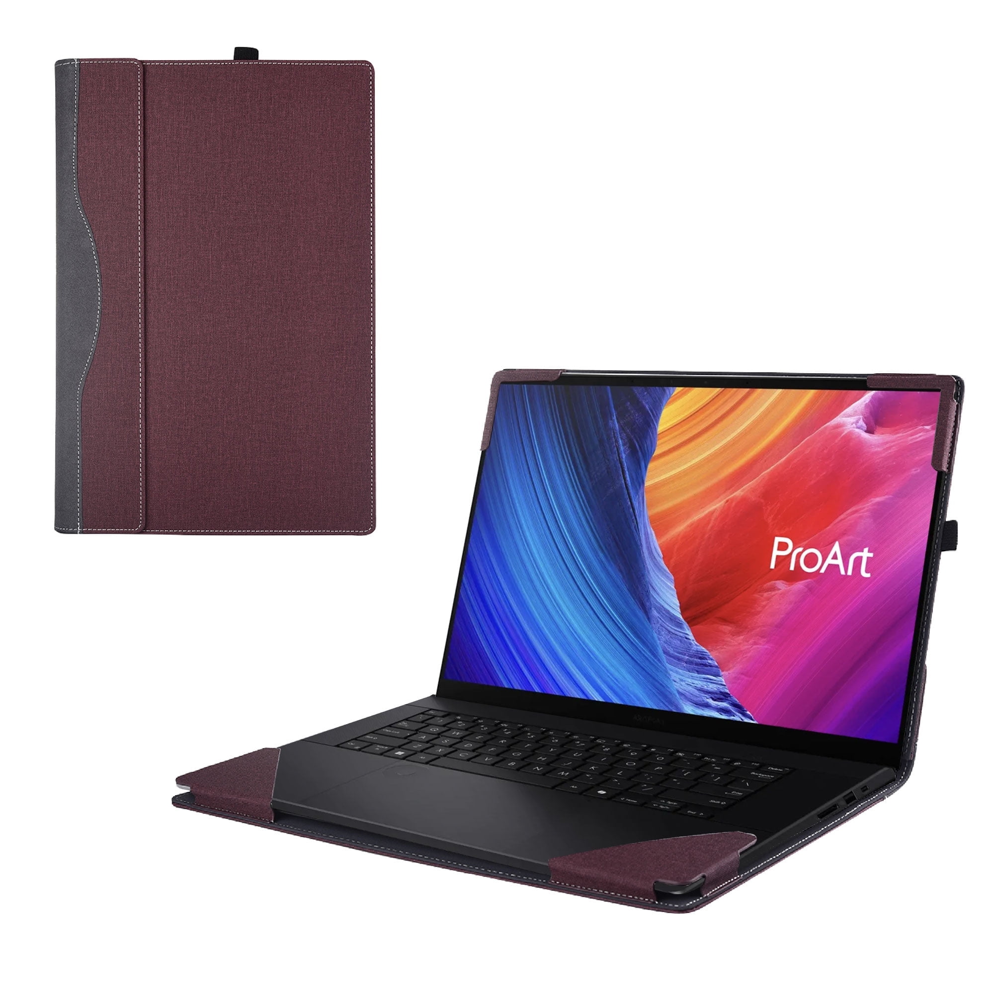 Laptop Cover Case for ASUS ProArt P16 (H7606) 16inch [not Compatible with Any Other Model] 2-in-1 PU Leather Detachable Notebook Sleeve(Wine red)
