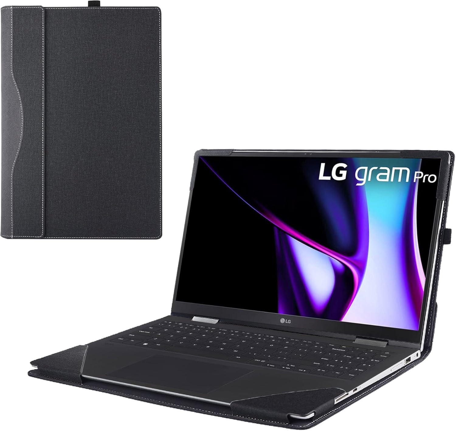 Laptop Cover Case for LG gram Pro 16-inch OLED 2024~2025 [not Compatible with Any Other Model] .2-in-1 PU Leather Detachable Notebook Sleeve (Black)