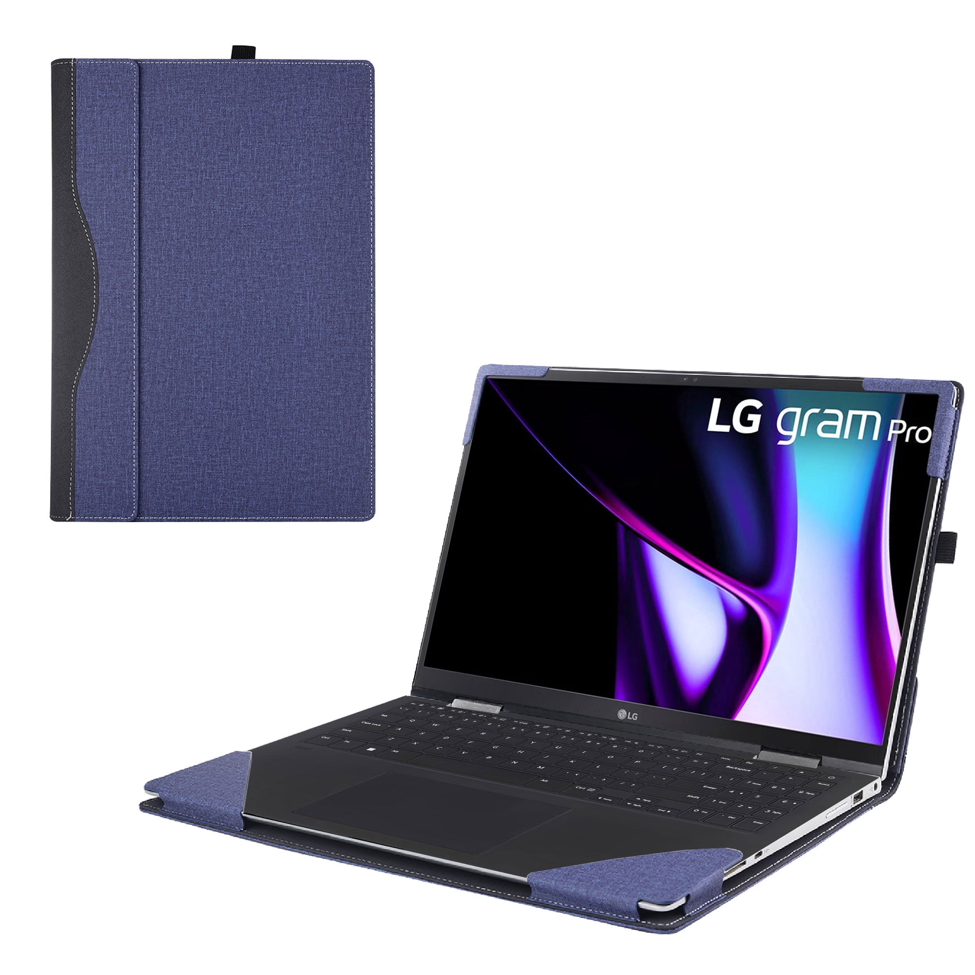 Laptop Cover Case for LG gram Pro 16-inch OLED 2024~2025 [not Compatible with Any Other Model] .2-in-1 PU Leather Detachable Notebook Sleeve(Blue)