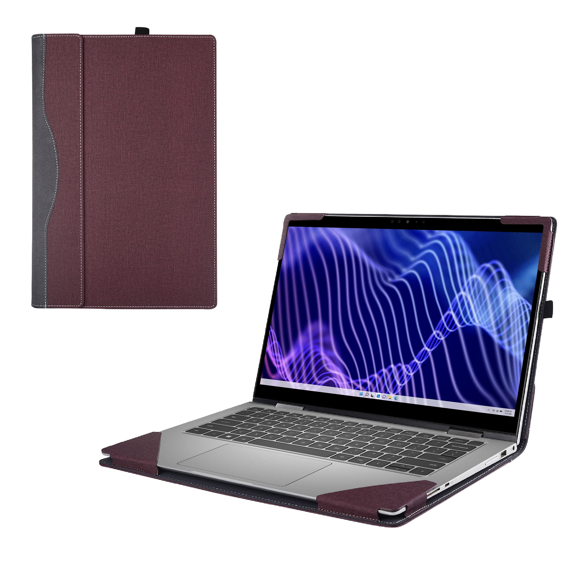 Laptop Cover for Dell Latitude 3340 13.3inch 2023-2024 Notebook PC [NOT Working with Other DELL Models].2-in-1 Detachable PU Leather Notebook Sleeve(Wine red)