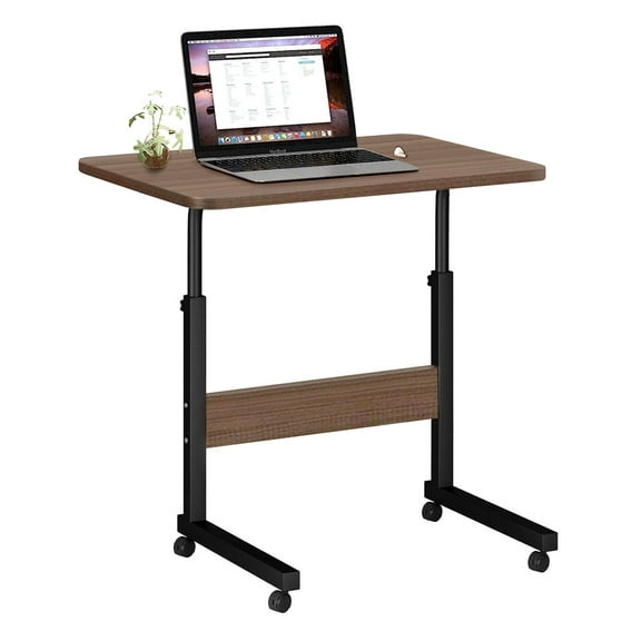 Laptop Table Adjustable Desk Standing Desk, Portable Side Table for Sofa and Bed, 32"x24" Inch Study Desk Mobile Rolling Office Computer Desk on Wheels