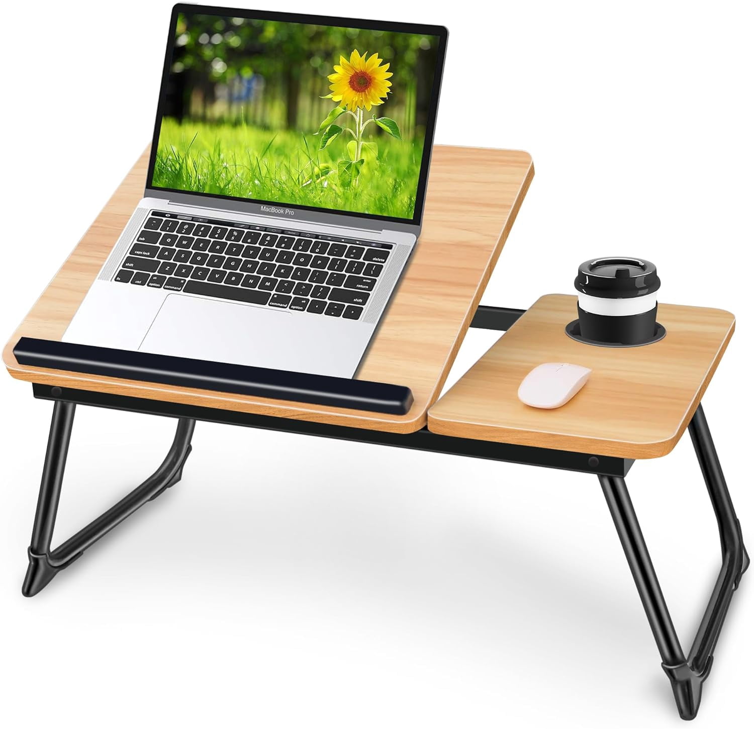 Laptop Desk for Bed, 5-Angle Adjustable Bed Desk with Foldable Legs &Cup Holder, Light Weight Bed Tray Table for Writing/Eating/Reading, Lap Desk for Couch/Sofa/Floor