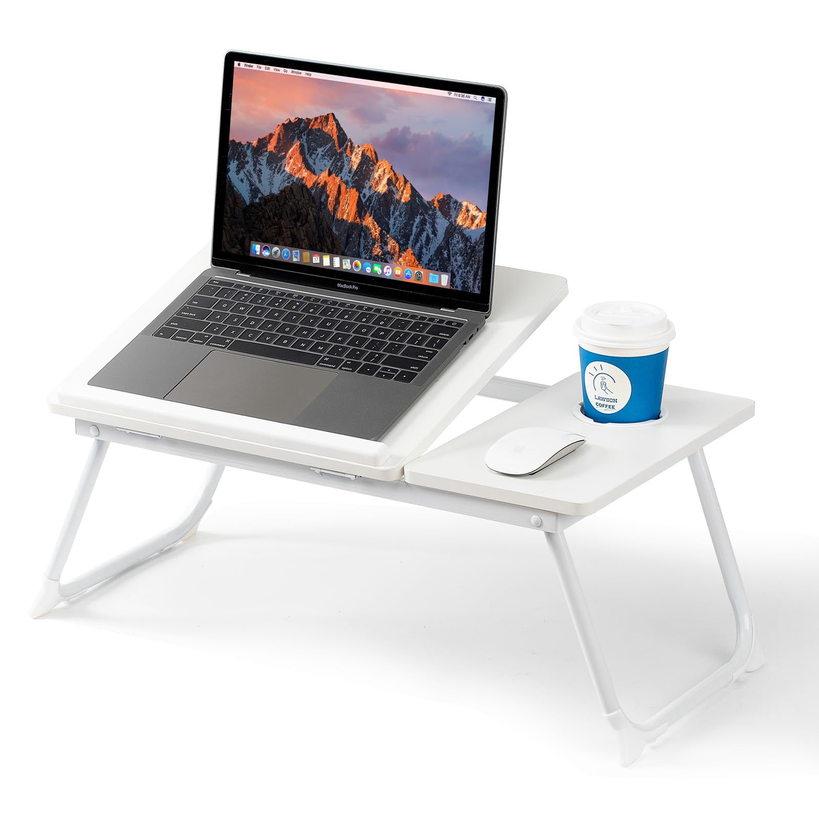 Laptop Desk For Bed Couch  Adjustable Foldable Table With Cup Holder Breakfast Serving Tray Portable Lap Stand Working Reading Writing Eating Gaming In Sofa Floor(white)