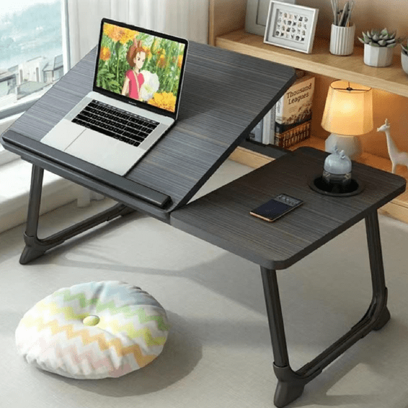 Laptop Desk for Bed Couch,Lap Desk for Laptop,Portable Laptop Stand for Desk,Small Adjustable Laptop Desk,Foldable Bed Table for Laptops and Writing, Bed Tray Table with Cup Holder(Black)