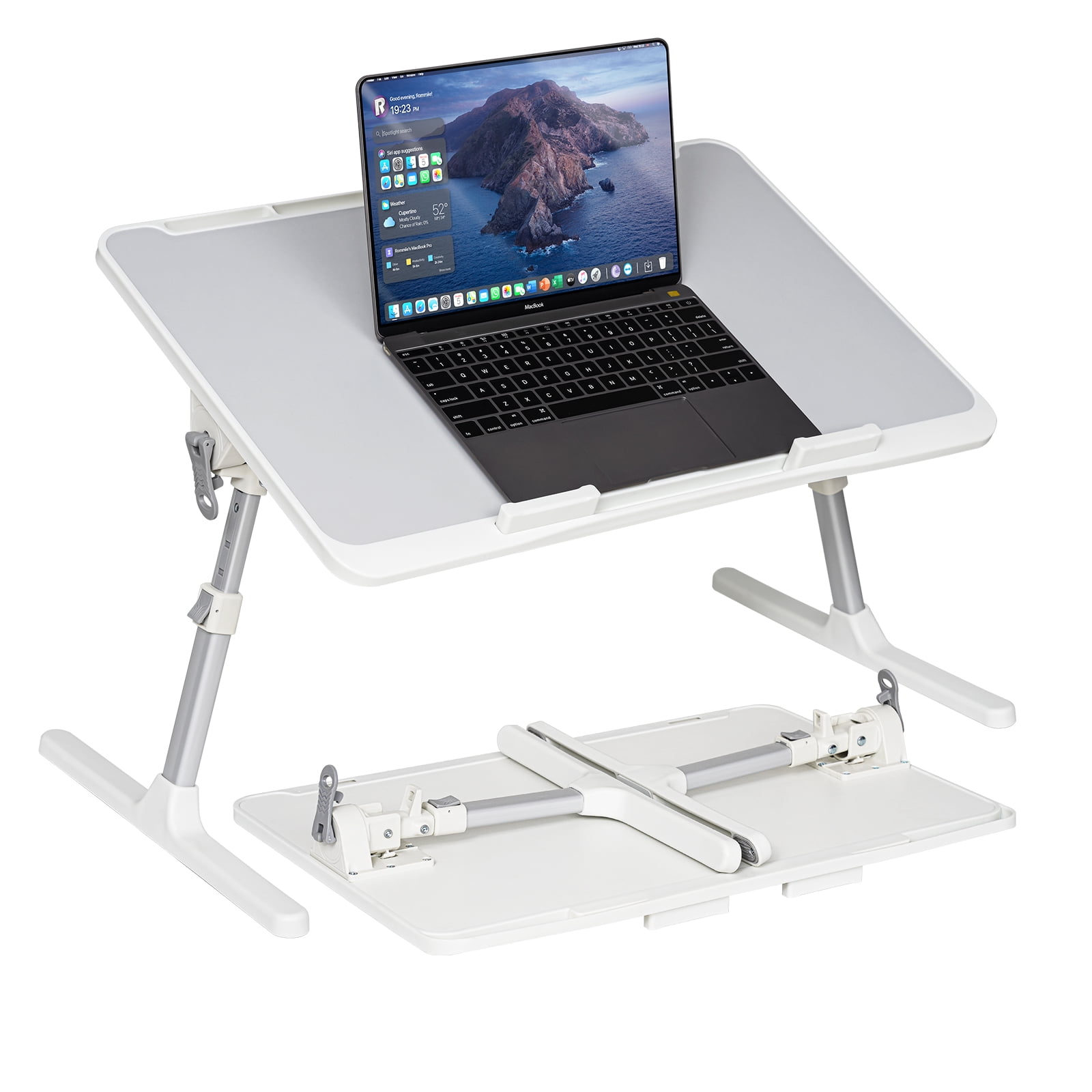 Walmart Deals of HONEIER Adjustable Laptop Bed Desk, Large Size, Foldable, with Tablet & Phone Slot, Grey