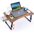 thumbnail image 1 of Laptop Desk for Bed, Height Adjustable Laptop Bed Table, Foldable Portable Lap Desk Stand with USB/Storage Drawer/Cup Holder/Slot, Breakfast Tray for Working Reading Writing Eating, 1 of 10