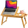 thumbnail image 1 of Laptop Desk for Bed Table,Bamboo Lap Desk,WLRETMCI Adjustable Breakfast Serving Bed Tray w/Drawer Foldable Bed Table for Sofa, Bed,Working Study Reading Eating, 1 of 9