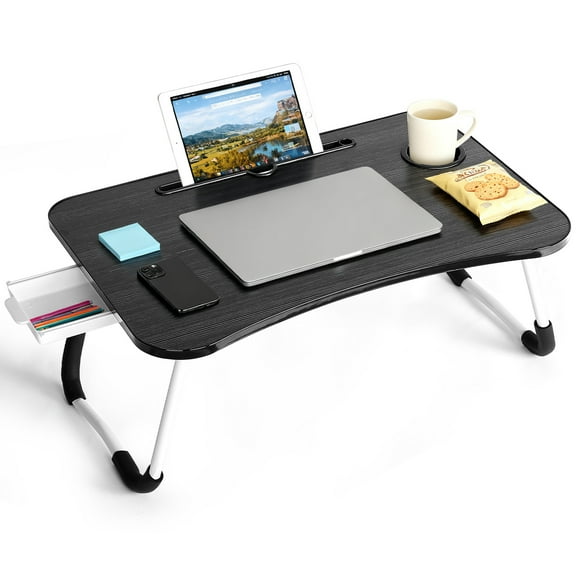 Laptop Desk for Bed ,WLRETMCI Lap Desks for Bed Tray Table with Drawer,Portable Laptop Desk Table for Eating Writing Reading Notebook Holder & Stand for Sofa Couch Floor