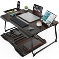 thumbnail image 1 of XX-Large Foldable Bed Tray Table for Eating Breakfast, Writing, Working, Gaming, Drawing with Storage Drawer, Handrest Bookstand, Tablet Stand, Phone Stand(Black Cherry), 1 of 14