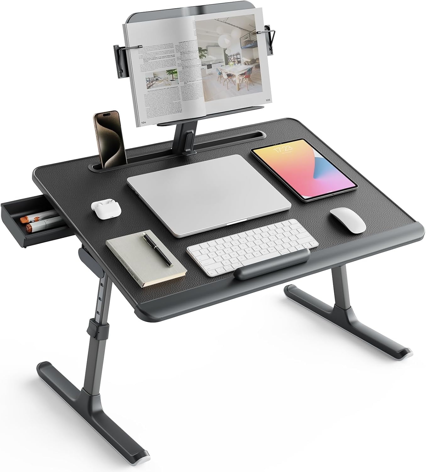 Laptop Desk Height Angle Adjustable Laptop Desk for Working, Writing, Reading, Drawing (Black)