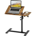 thumbnail image 1 of Laptop Desk Bedside Table with Wheels Laptop Stand for Couch Adjustable Tv Tray C End Table, Mobile Sofa Snack Table with Tiltable Top, Brown, 1 of 12