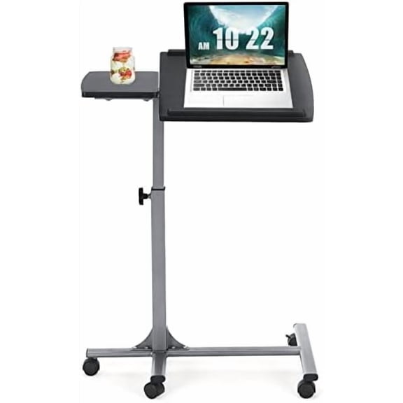 Laptop Desk Ergonomic Rolling Computer Desk Adjustable Height with Stand Holder and Wheels Cart Table Portable Office Workstation$$Office