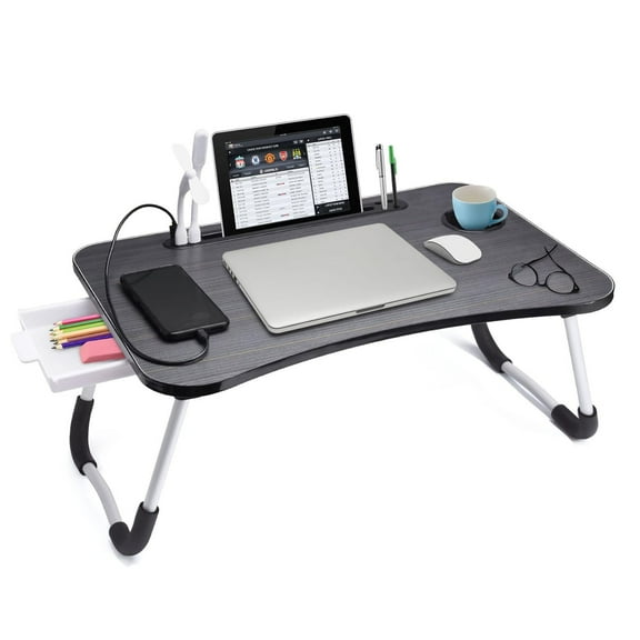 Laptop Desk Laptop Bed Stand Foldable Laptop Table Folding Breakfast Tray Portable Lap Standing Desk Reading and Writing Holder with Drawer for Bed Couch Sofa Floor.